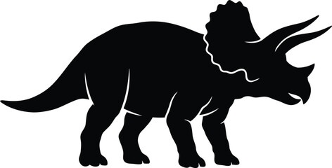 Black silhouette of a triceratops dinosaur © Kayem