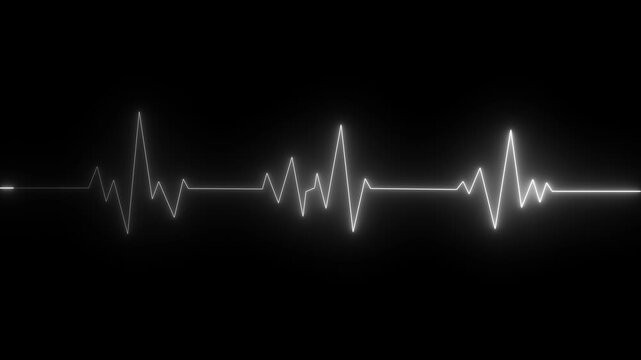 neon line Human heart with digital red and blue heart pulse line. Illustration of the heartbeat and pulse rate signal of an abstract neon energy. 4k Animation video on Black Background