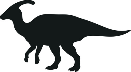 Fototapeta premium Black silhouette of a parasaurolophus dinosaur