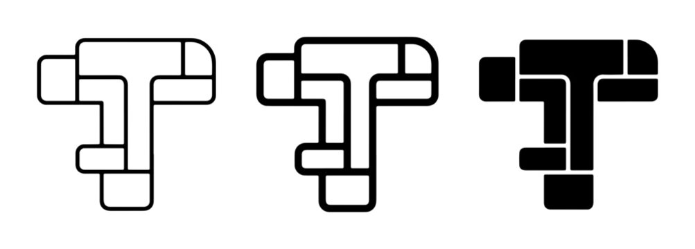 Abstract T-Shape Icons, Geometric Forms, Minimalist Design Elements, Vector Graphics for Branding and UI