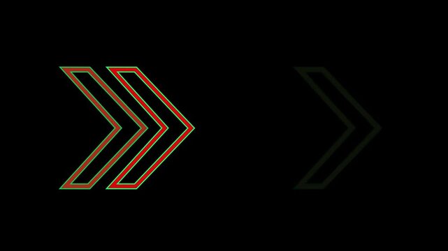Cyberpunk Style Red Green Neon Arrow Animation, Seamless Loop Glowing Pointer for Gaming Streamers