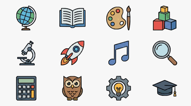 Creative Icons Showcasing Education and Innovation.
