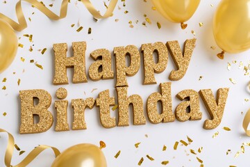 Obraz premium The Happy Birthday Glitter Sign for Festive Celebration and Party Decoration