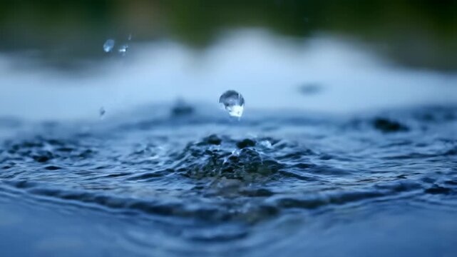 Close-up of clear underwater rocks, slow-motion shot of rocks falling into the water