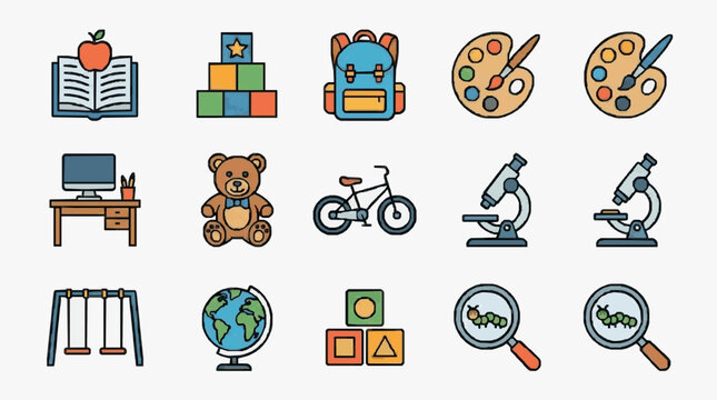 Creative Learning Tools and Educational Icons.