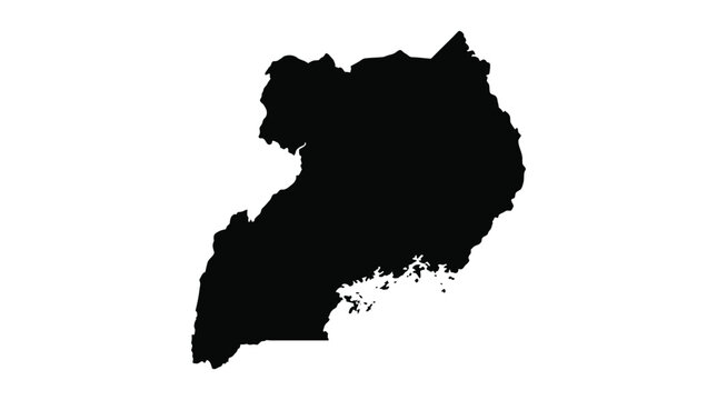 Uganda Map Silhouette Against White Background Silhouette