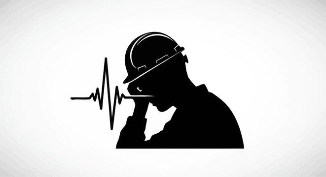 Stressed Construction Worker Silhouette Vector