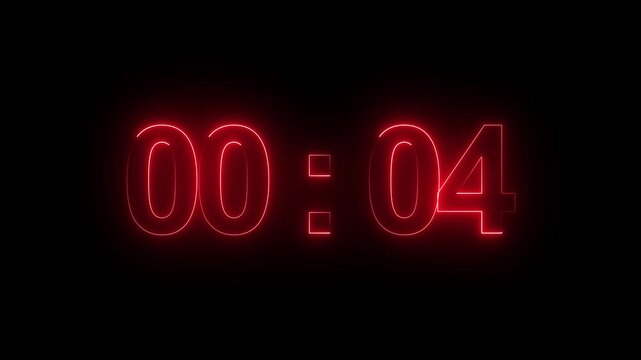 Timer displaying red digital numbers shows four seconds remaining on a dark background which provides significant negative space for any necessary text elements to be placed by a professional.