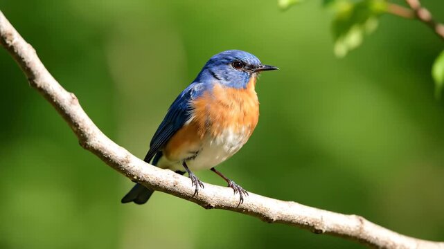 Bluebirds roosting on branches, close-up of bluebird calls on branches