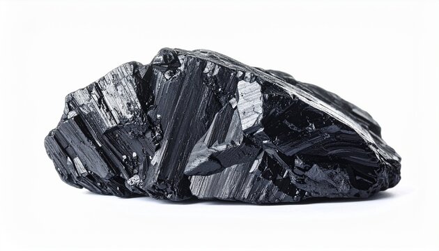 Black shiny mineral rock with layered glossy texture, reflective striations, ridges, geological sample outdoors, symbolic representation of natural luster, strength, resilience, material studies, eart