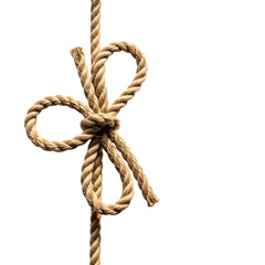 Obraz premium Brown rope tied in a bow knot on white background transparent background