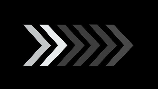 White Minimalist Chevron Arrow Loop on Black Background, Clean Motion Graphic Overlay
