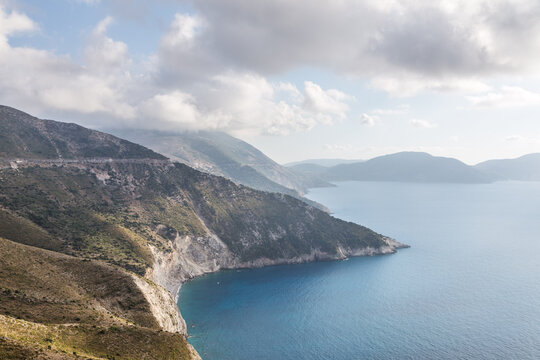 Coastline at sunset, Kefalonia, Greek Islands, Greece