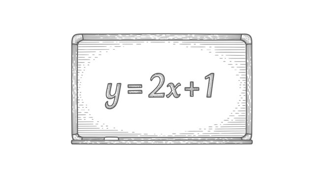 Whiteboard with Linear Equation y=2x+1 Written in Chalk