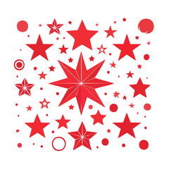 Obraz premium Red stars and circles scattered on white background