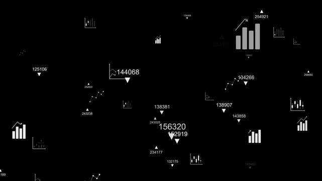 economy and financial infographics and icons isolated alpha channel animation,stock market and exchange news motion design element