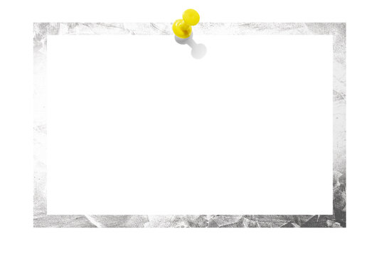 Photo card attached with a push pin isolated on a transparent background.