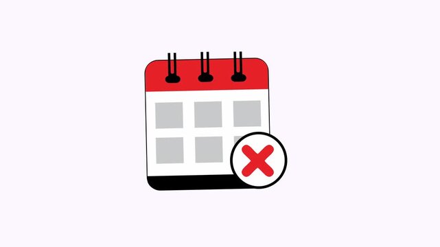Flat design calendar grid pattern with red and white icons, red x marks. Perfect for scheduling, organization, time management visuals.