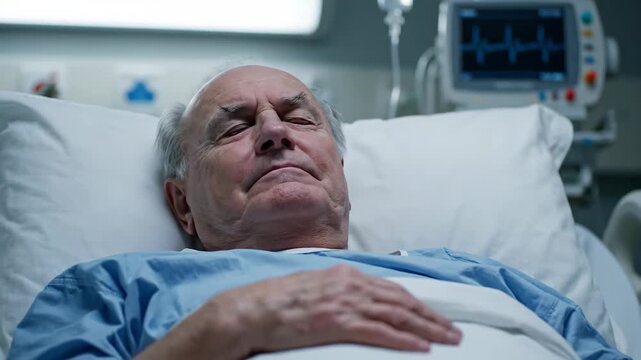 Elderly people on bed rest in hospitals, elderly patients in hospital beds