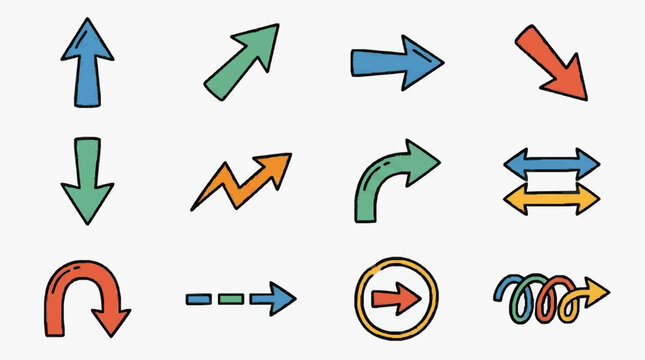 Directional Arrows and Movement Icons Set.
