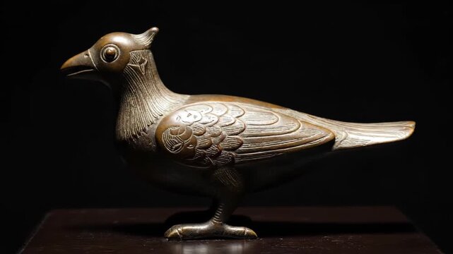 Close-up of bronze bird-shaped handicrafts, close-up of bronze bird-shaped ornaments