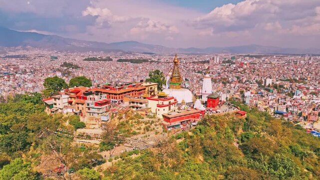 Swayambhunath Stupa Glowing Above the Vast Kathmandu Skyline
