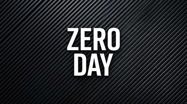 Zero day text message on a dark black carbon fiber background design