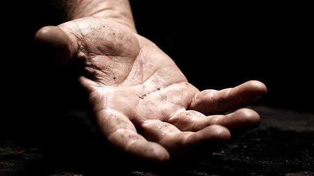 Close-up hand material of male fist making, powerful hand fist making and stretching