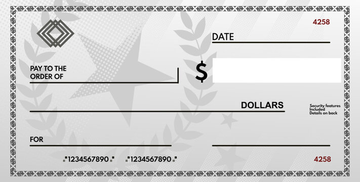 blank check with free space for writing. blank check - vector illustration