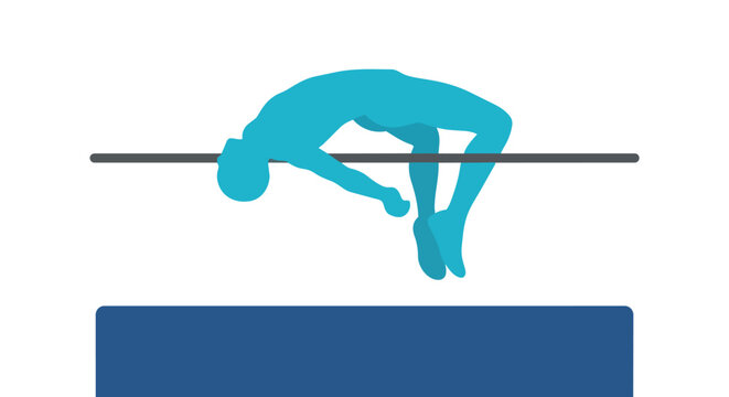 High Jump Athlete Silhouette Performing Fosbury Flop Over Bar Professional Track and Field Sports Competition