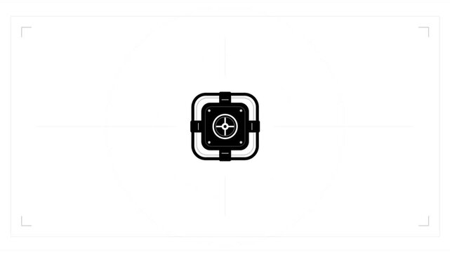 Minimalist camera viewfinder interface animation on white background
