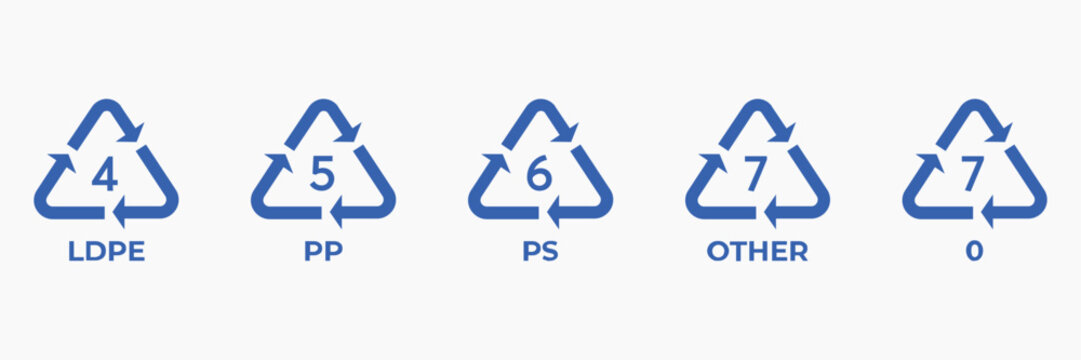 plastic recycling resin codes set LDPE PP PS OTHER icons