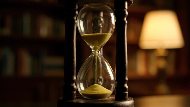 Indoor hourglass close-up material, study hourglass timing