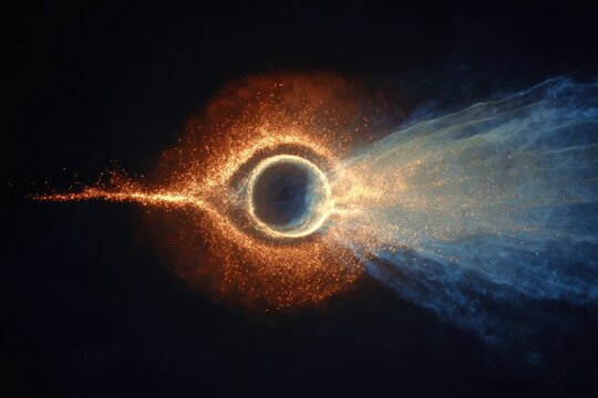 Cosmic eye with swirling orange and blue nebulae in deep space