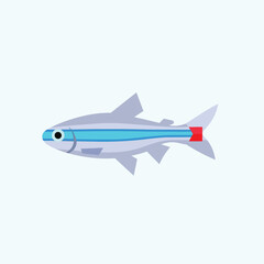 Naklejka premium Small Neon Tetra Tropical Fish Vector Illustration Character for Aquarium Hobby and Pet Shop Graphics