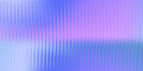 Fototapeta premium Abstract ribbed glass background with blurred blue and pink reflections. Fractal vertical lines pattern. Neon fluted rippled futuristic backdrop for modern techno geometric designs. Vector