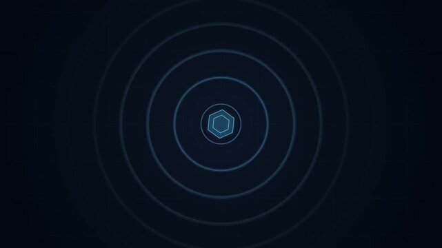 A futuristic digital target display with concentric circles and a central point, illustrating advanced technology or targeting systems in a sleek, high-tech environment for innovative