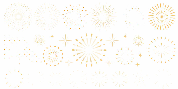 Golden firework burst collection a vector illustration with a light colored background fireworks pyrotechnics