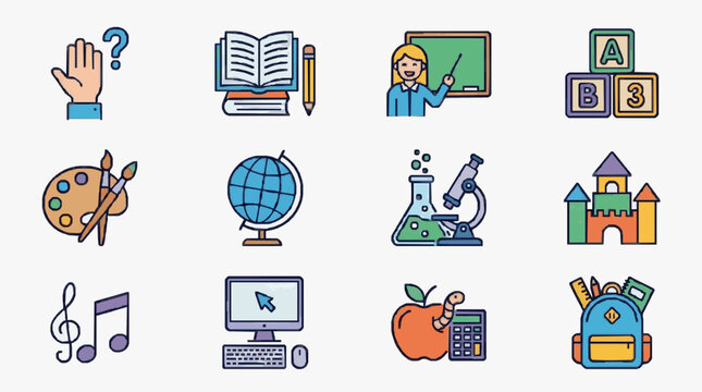 Diverse Learning and Creative Skills Icons.