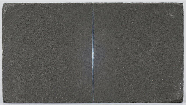 暗いセラミック絶縁体を単一の直線的な亀裂が垂直に貫通する絶縁破壊のCG背景素材