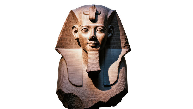 Ancient Egyptian pharaoh bust sculpture with headdress and false beard