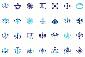 Fototapeta premium Chandelier Icons Featuring Modern and Classic Lighting Fixtures with Elegant Interior Decoration Styles Luxury Ceiling Lamps and Decorative Home Design Elements