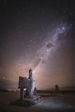 Majestic salt sculpture under the starry night sky
