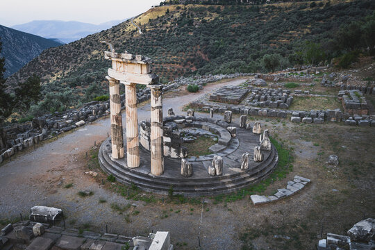 Ancient ruins of the Tholos at Delphi Greece