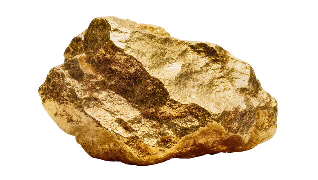 Raw gold nugget with rough texture and metallic sheen