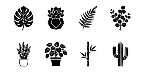 Fototapeta premium Collection of vector logo designs of ornamental plant icons with modern, simple, clean and abstract styles.