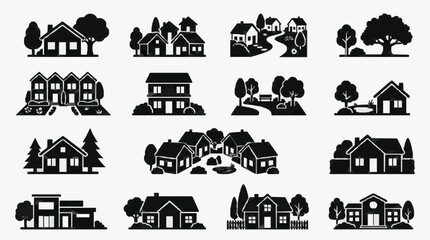 Obraz premium Diverse Residential Household Silhouettes.
