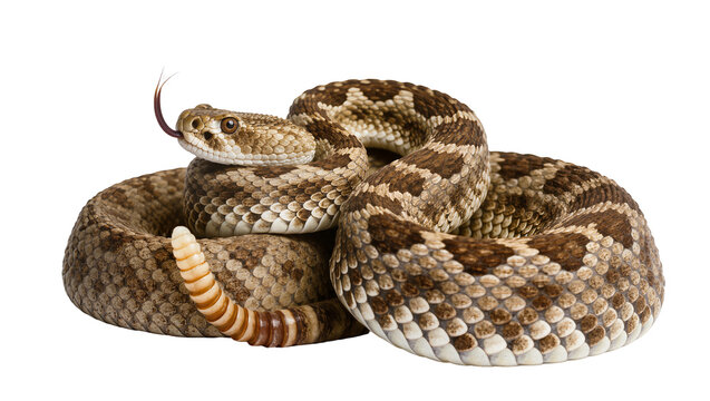 Western Diamondback Rattlesnake coiled with tongue flicking