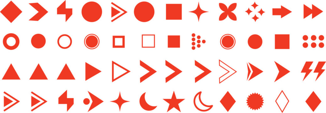 Modern Fl&egrave;che bullet list icons, perfectly structured for user interface menus and infographic content shortcut graphics, containing clean flat vector illustration elements in an isolated collection.