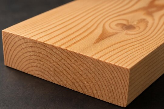 Close-up of a smoothly cut Douglas fir wood plank showing clear grain patterns.